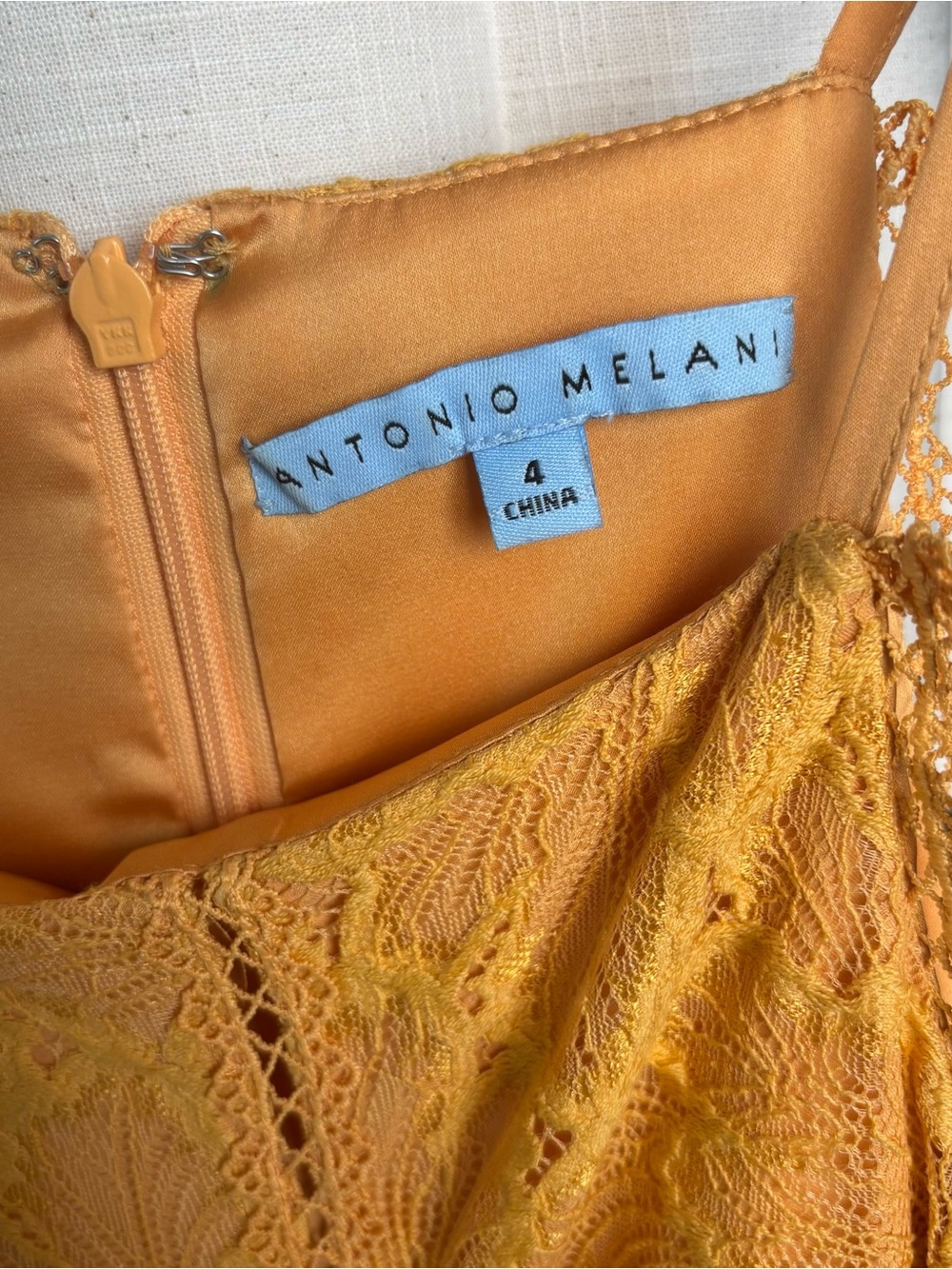 Antonio Melani Floral Yellow Lace Halter Midi Dress - Picture 3 of 5